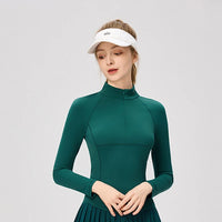 Women's Long Sleeve Athletic Shirts with Zipper Collar