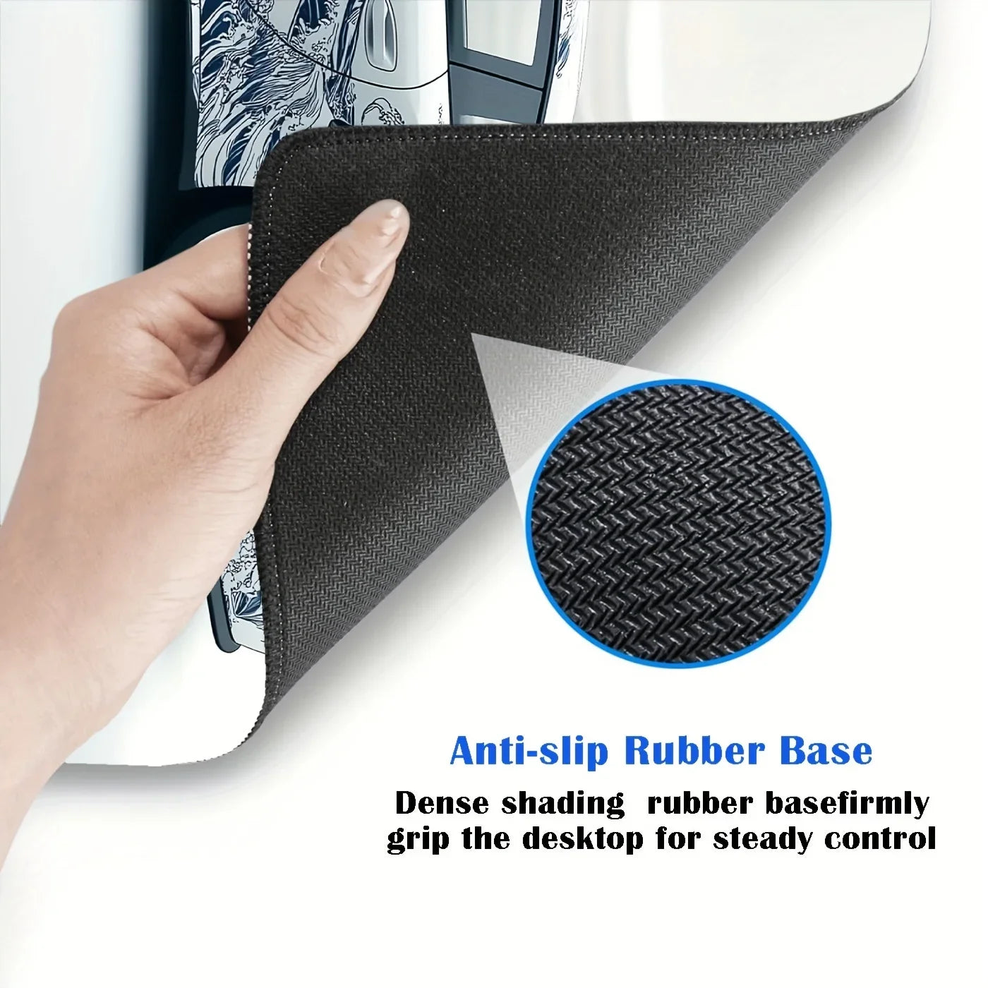 Large White Sports Car Design Gaming Mouse Pad with Anti-Slip Rubber Base