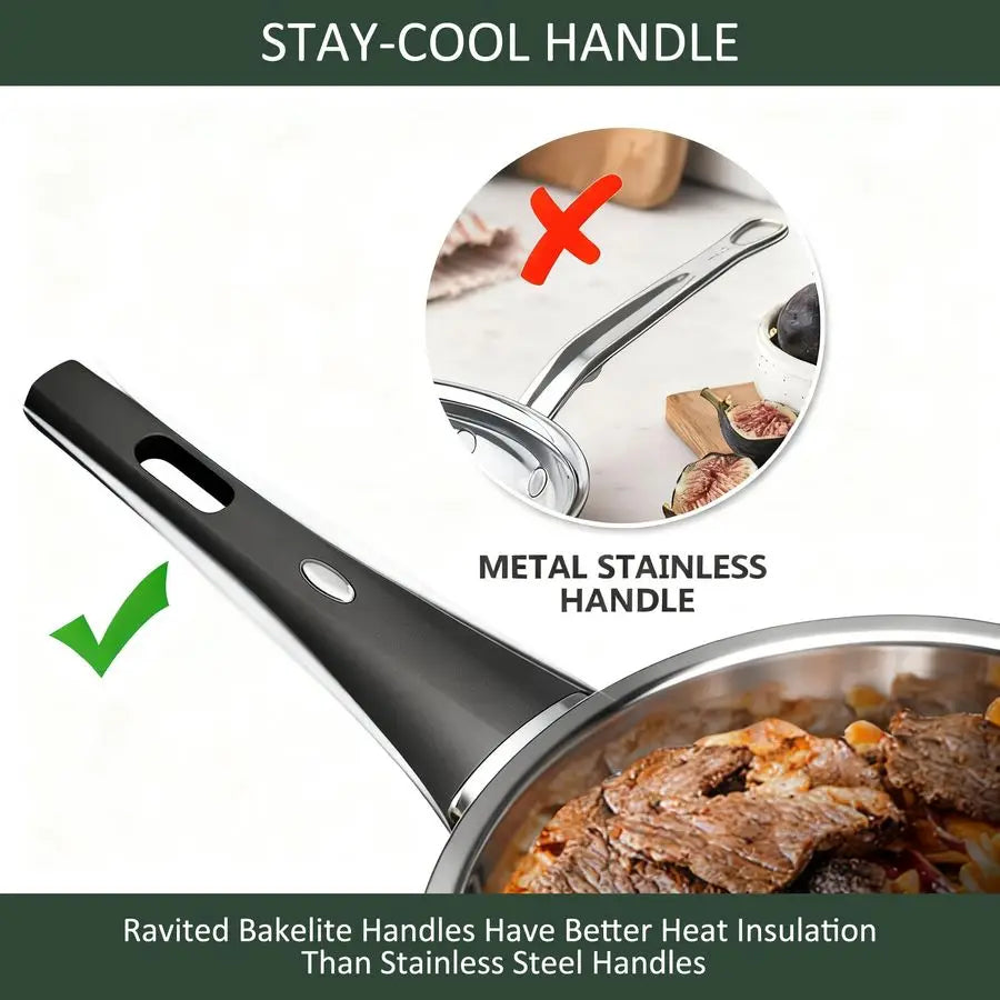 Steel Cookware Set, 14Piece Pots and Pans Set, Kitchen Cookware Set with StayCool Handle, NonToxic, Dishwasher Safe amp Compatib - Buy online at  Vibe In Cart.