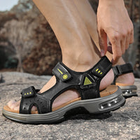 New Summer Genuine Leather Men Sandals Fashion Design Breathable Casual Shoes Men Soft Bottom Outdoor Beach Sandals Big Size 46 - Buy online at  Vibe In Cart.