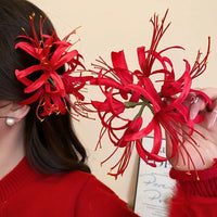 Red Shore Flower Hair Clip New Tassel Design Chinese Ancient Style Elegant Duckbill Clip Women's Side Bangs Clip Hair Accessory - Buy online at  Vibe In Cart.