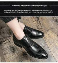 Black Fashionable Oxford Shoes Large Size Casual Business Leather Shoes Wedding Ceremony Shoes Carved Block Design Rubber Sole - Buy online at  Vibe In Cart.