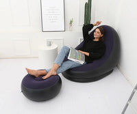 OTAUTAU Inflatable Lounger with Footstool Ottoman Chaise Lounge Recliner Outdoor Portable Camping Couch Garden Chair Pouf SF029 - Buy online at  Vibe In Cart.