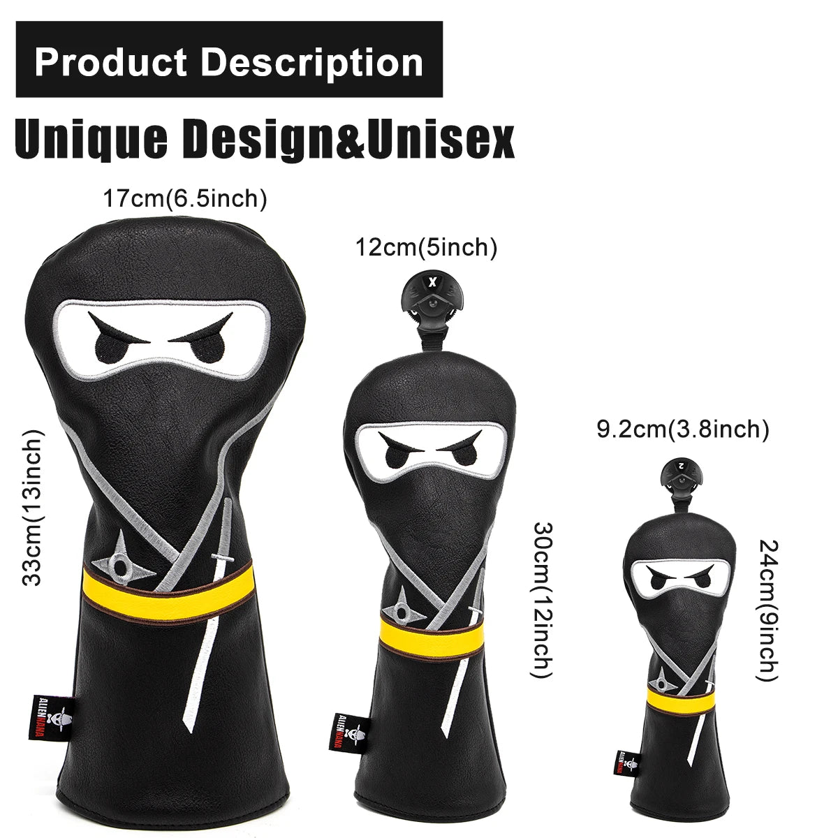 Golf Club headcover Set Aliennana Black Ninja Driver Head Cover Fairway Golf Headcvoer Hybird Blade putter Mallet Putter Covers - Buy online at  Vibe In Cart.