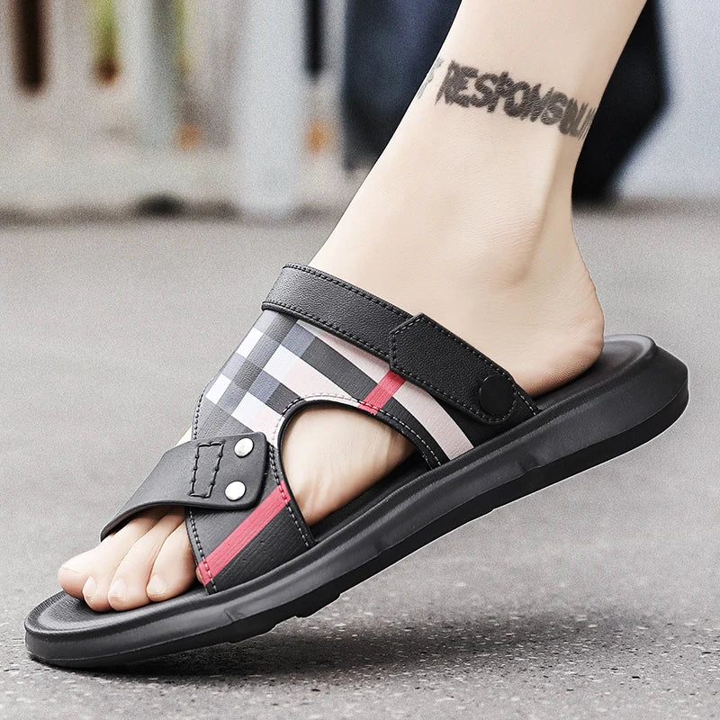 Sandals Men's 2025 New Summer Casual Beach Shoes Indoor and Outdoor Wear Two-Wear Lightweight One-Line Sandals - Buy online at  Vibe In Cart.