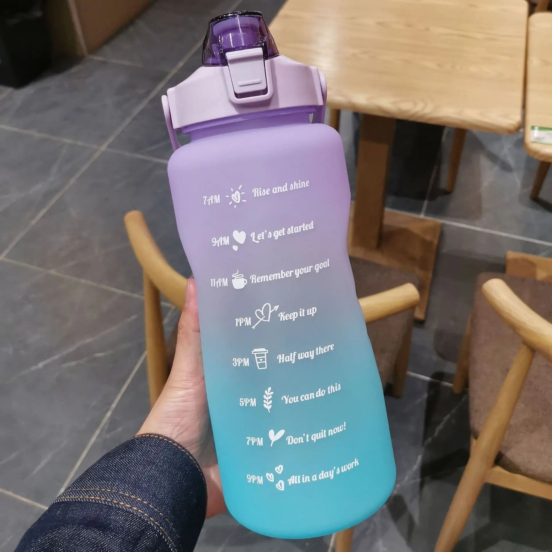 2000ml Sports Drinking Bottles with Time Marker Men Women Water Bottle with Straw Large Capacity Outdoor Cup Fitness Drinkware - Buy online at  Vibe In Cart.