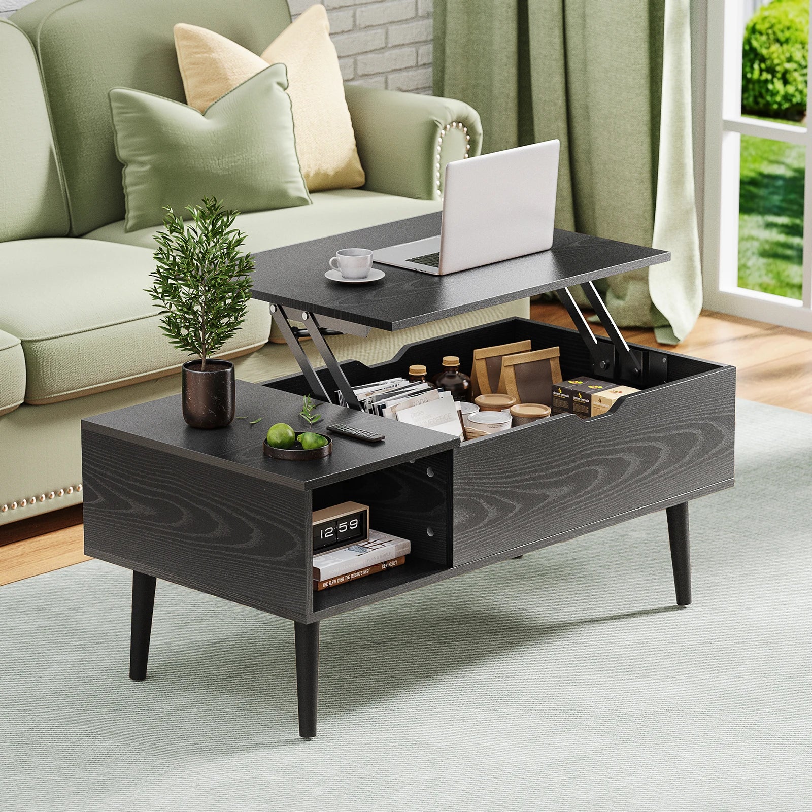 JHK Lift Top Coffee Tables For Living Room 39.37"x19.7" Desk Tea Wood Dining Tables Adjustable Storage Shelf Easy Lift Or Lower - Buy online at  Vibe In Cart.