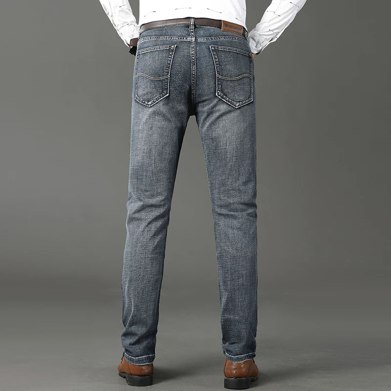 Wthinlee Slim Washed Jeans Casual Straight Stretch Fashion Classic Blue Black Work Denim Trousers Male Brand Clothing - Buy online at  Vibe In Cart.