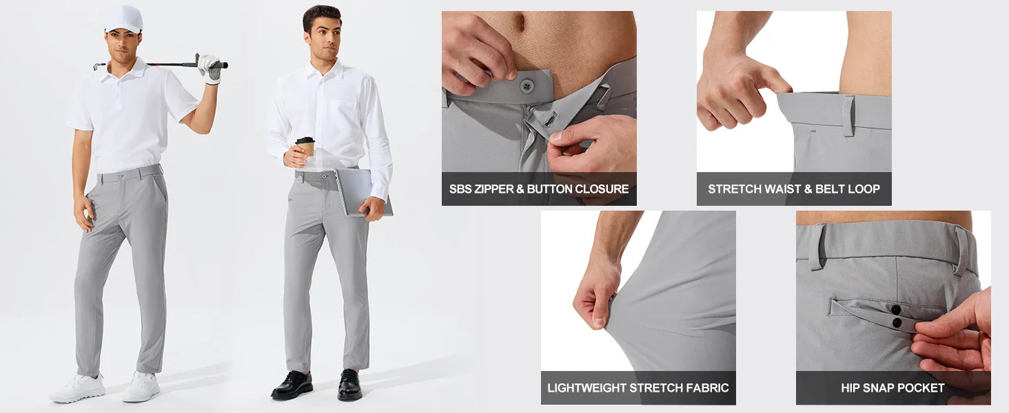 Men's Casual Golf Pants, Stretch Slim Straight Lightweight Quality Business Pants Golf Sports Trousers 30-34 Inseam Length - Buy online at  Vibe In Cart.