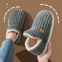 Women's Winter Short Plush Lined Faux Fur Slippers with Low Heel