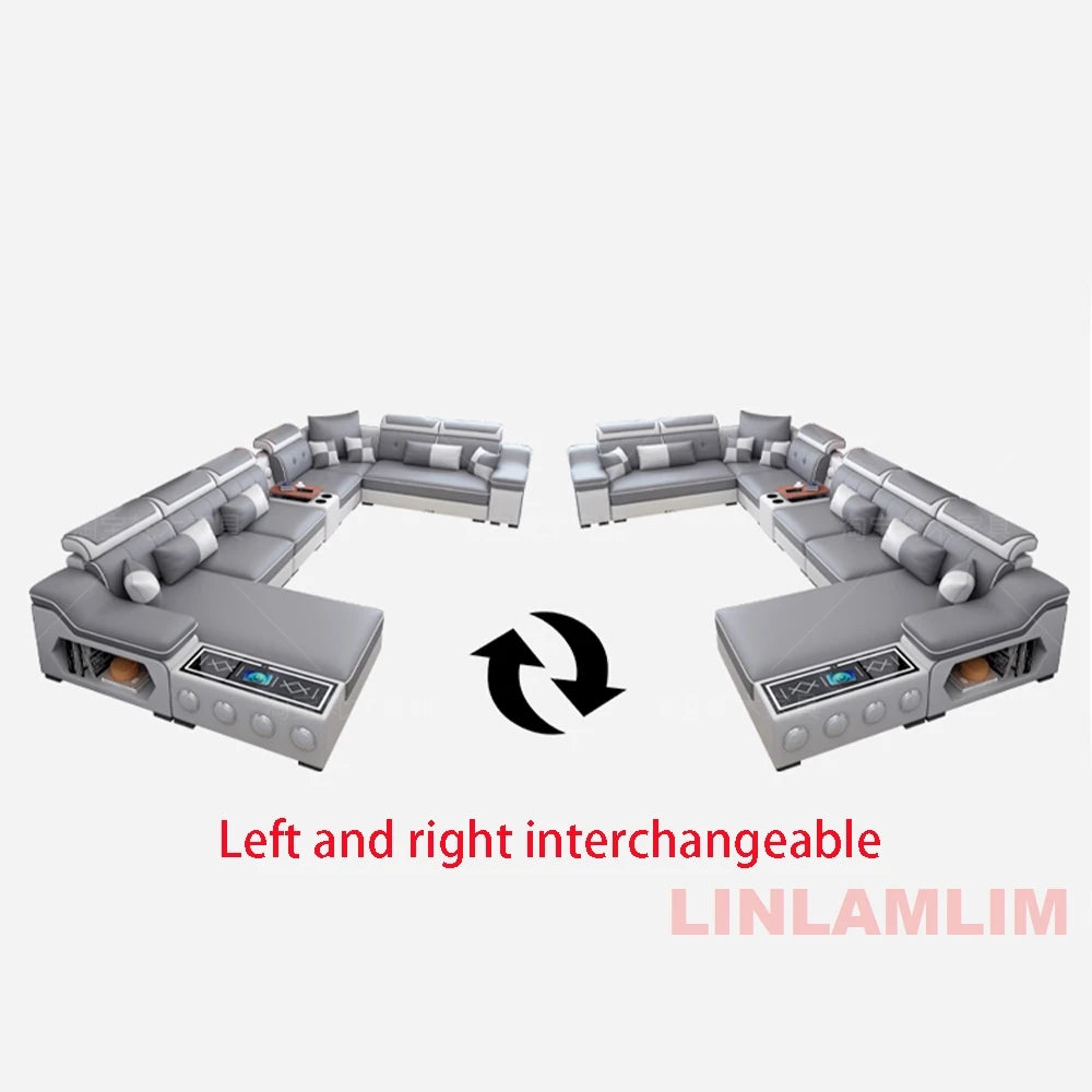 MANBAS Modern Scientific Cloth Sectional Sofa Set with Chaise Lounge, Bluetooth Speakers, and USB Charging Ports for Living Room - Buy online at  Vibe In Cart.