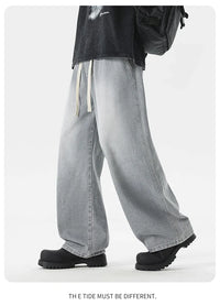 Men's Jeans American Loose Wide-leg Loose Straight Casual Trousers Street Hip-hop Baggy Jeans Black Grey  Blue Streetwear Men - Buy online at  Vibe In Cart.