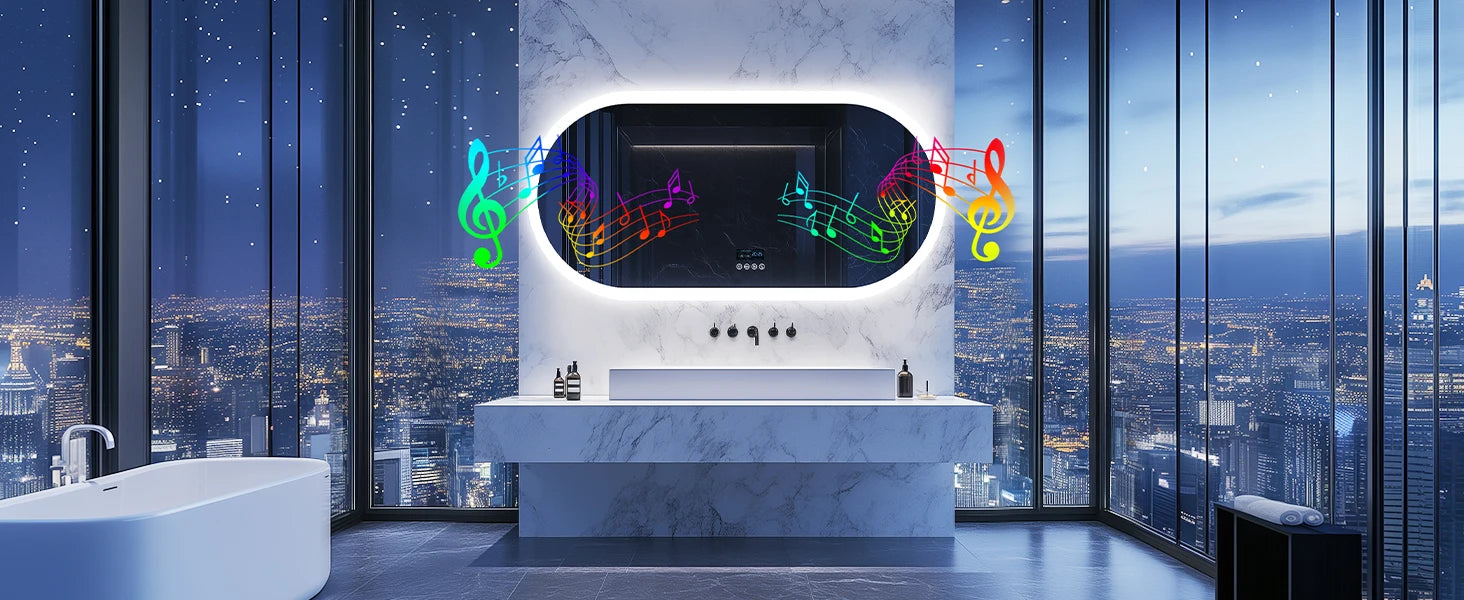 LUVODI Lighted Bluetooth Bathroom Mirror Led Backlit Illuminate Vanity Mirror with Time Date Display Anti-fog - Buy online at  Vibe In Cart.