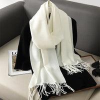 Women's Thick Warm Winter Polyester Scarf with Tassels