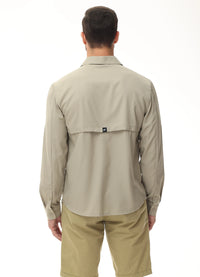 Men's Long Sleeve Casual Fishing Shirt With UPF 50+ Polyester Mesh Back