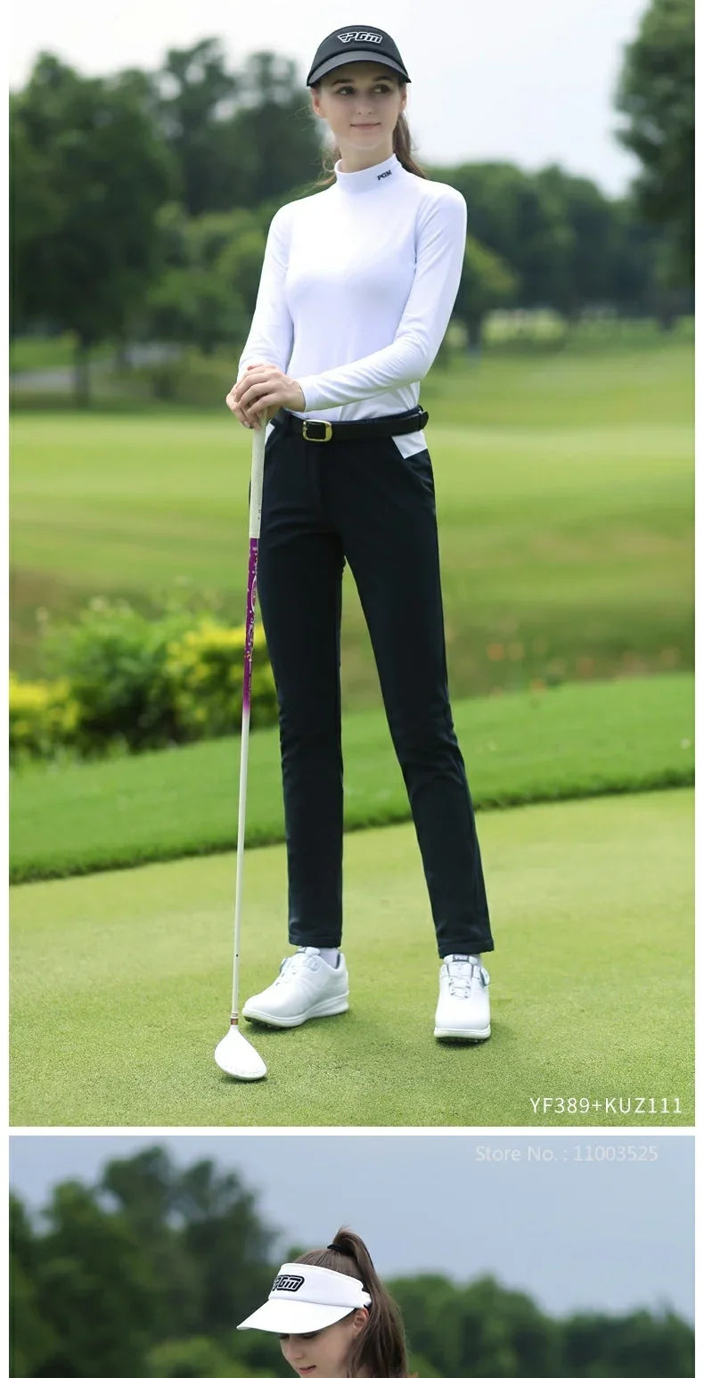 Women's Winter Warm Thick Fleece Golf Pants Straight Full Length
