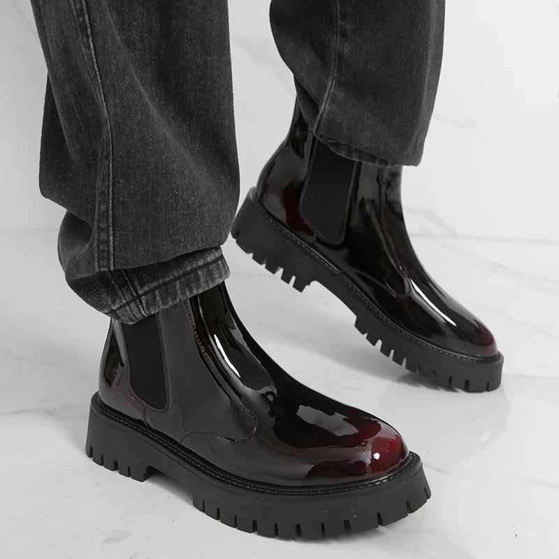 Men Chelsea Boots PU Thick Soled Round Toe Classic Comfortable Men High Top Boots - Buy online at  Vibe In Cart.