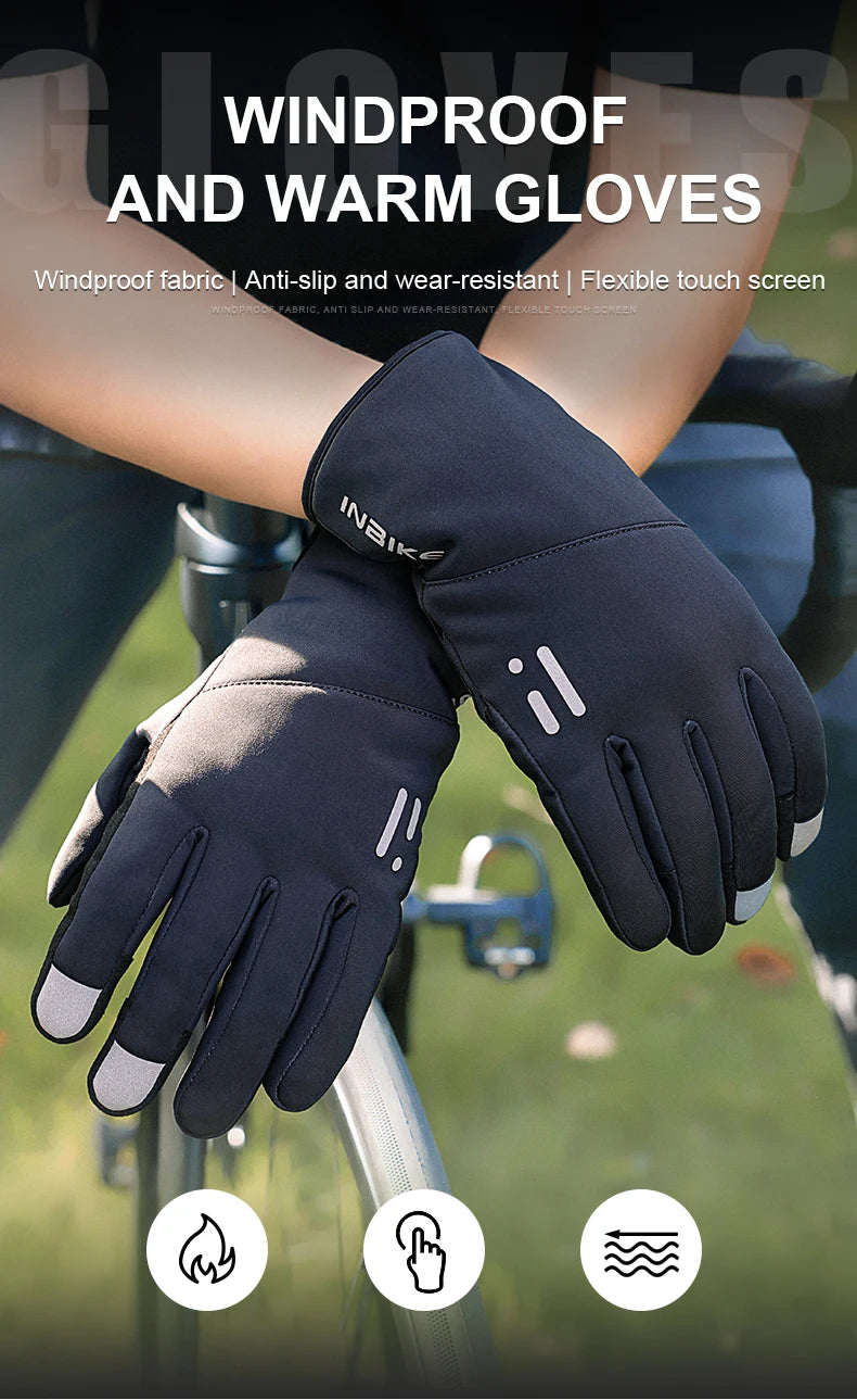 Winter Cycling Gloves For Men And Women Warm Fleece Waterproof Touchscreen