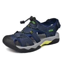 Men's Genuine Leather Outdoor Sandals with Non-Slip Rubber Sole, Sizes 38-48