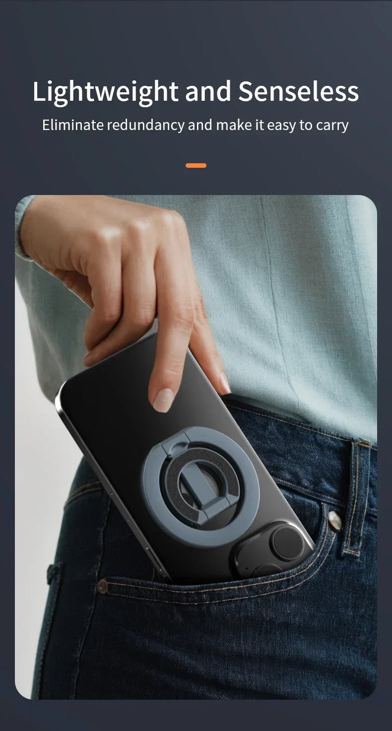 Universal Double Sided Magnetic Phone Ring Holder with Folding Stand