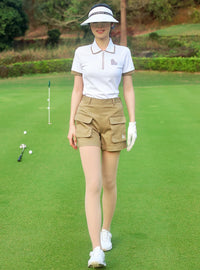 Love Golf Women Short Sleeve Sports Shirts Breathable Casual Tops Ladies High Waist Golf Shorts Quick Dry Skorts with Pockets