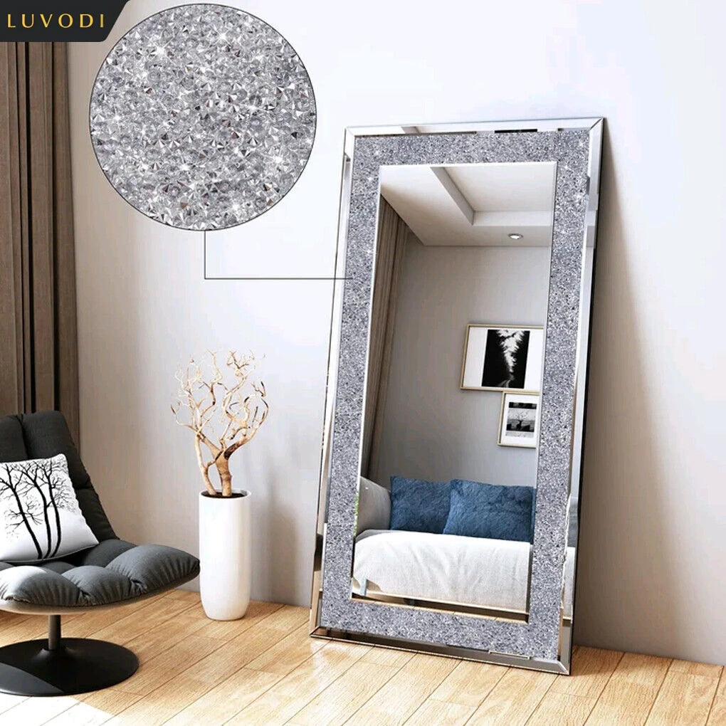 LUVODI Large Silver Sparkly Crystal Rhinestone Diamond Frameless Vanity Mirrors Wall Mounted Dressing Mirror for Home/Hotel - Buy online at  Vibe In Cart.