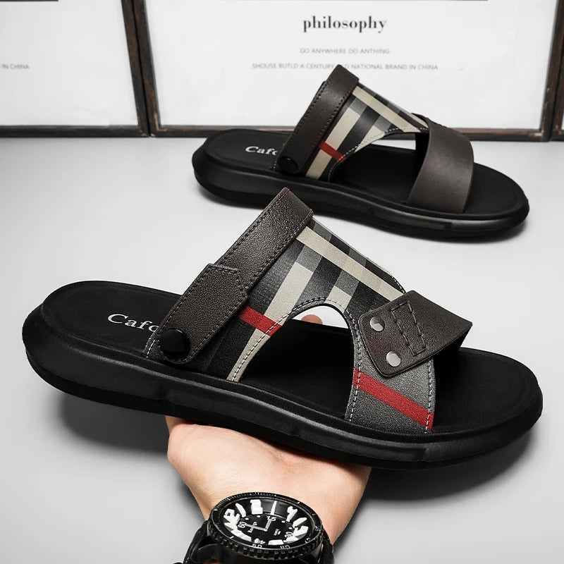 Sandals Men's 2025 New Summer Casual Beach Shoes Indoor and Outdoor Wear Two-Wear Lightweight One-Line Sandals - Buy online at  Vibe In Cart.