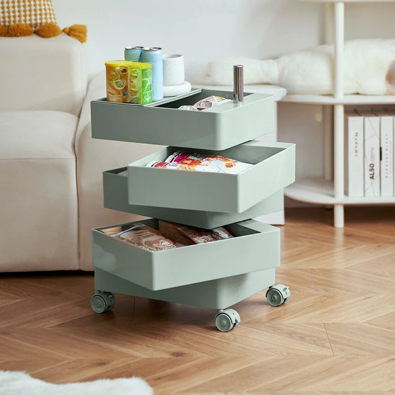 Rotating Storage Cabinet Movable Bedside Table Side Cabinet Cosmetic Storage Cabinet Bedroom Living Room Furniture  Nightstand - Buy online at  Vibe In Cart.