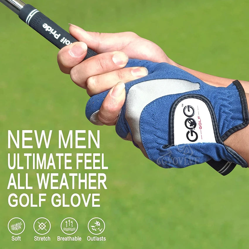 Men's Blue Fabric Golf Glove for Left or Right Hand, 1 Piece