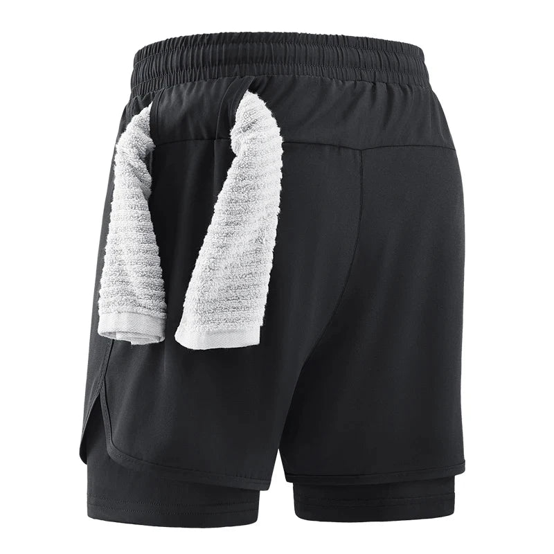 Men's 2 in 1 Quick Dry Polyester Running Shorts for Gym