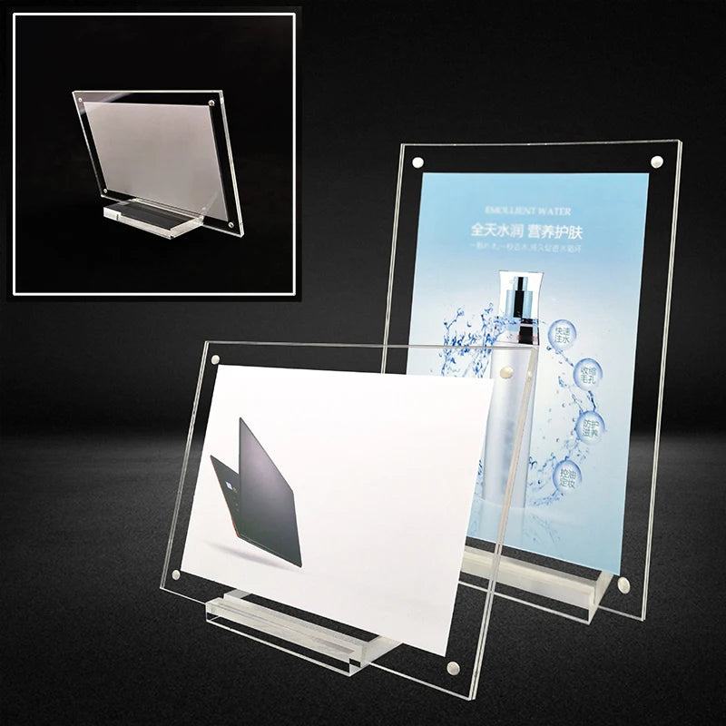 Acrylic Desktop Display Frame Transparent Photo Frame Poster Display Stand Postcard Certificates Price Tags Display Frame - Buy online at  Vibe In Cart.