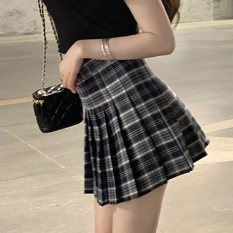 Plaid Half Length Skirt Women's A-line Short Skirt High Waist Girl Skirt Ropa Mujer Mini Skirts Clothes for Women