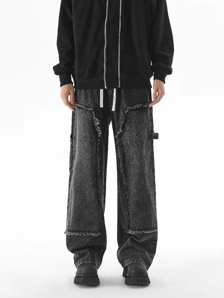 Men's Baggy Straight Leg Jeans With Elastic Waist For Spring And Autumn