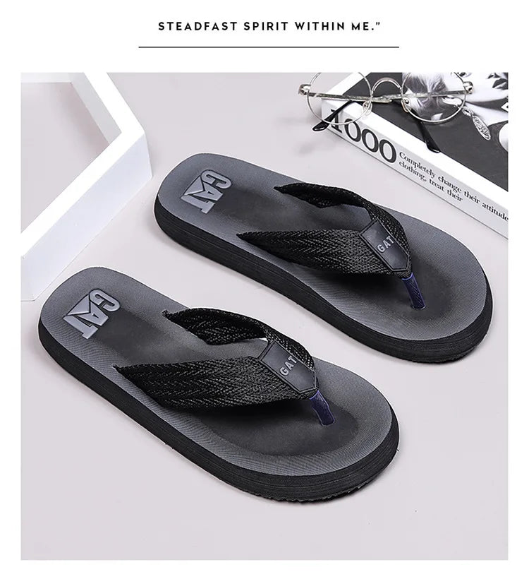 Men's GAT Flip-Flops Wide Strap Non-Pinch Retro Outdoor Anti-Slip Breathable British Style Sandals Beach Shoes - Buy online at  Vibe In Cart.