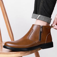 Fashion Brogue Chelsea Men Boots Classical Style Leather Ankle Boots Genuine Leather Mens Winter Plush Snow Botas Walking Shoes - Buy online at  Vibe In Cart.