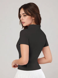 Women's Zip - Up Short - Sleeve Top, Slim - Fit Polo Neck, Elegant for Tennis & Casual Wear - Buy online at  Vibe In Cart.