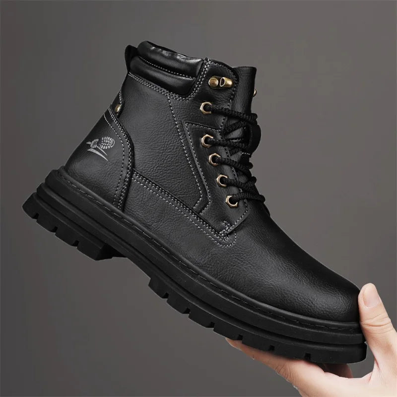 New Autumn Winter Men High Top Shoes Fashion Motorcycle Boots Outdoor Leisure Ankle Boots Comfortable Man Lace-Up Botas Sneakers - Buy online at  Vibe In Cart.
