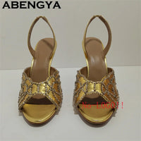 2026 Summer Trendy New Shiny Fish Mouth Toe Sexy Stiletto Sandals Woman Quality Sequined Thin High Heel Slippers for Women Shoes - Buy online at  Vibe In Cart.