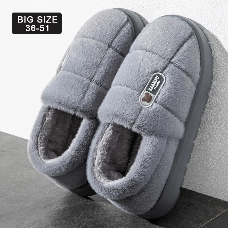Men's slippers Winter Solid Color Wrap Heels Plush Slippers Non-slip Warm Women Men Home Casual Cotton Shoes Big Size 50 51 - Buy online at  Vibe In Cart.