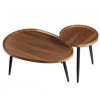 Round Coffee Table Set of 2 Rustic for Living Room Modern Nesting Tables for Balcony Office with Wood Table Top And Metal Legs - Buy online at  Vibe In Cart.