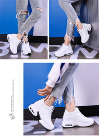 Women's Platform Mesh Lace-Up Sneakers Medium Heel