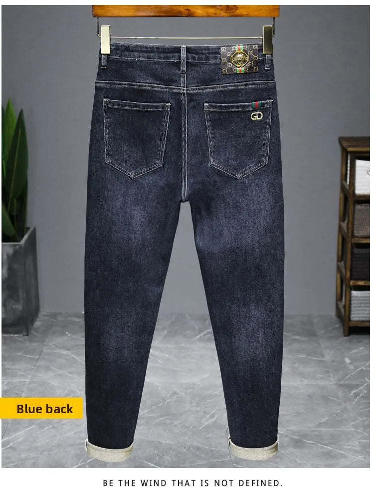 Casual Trendy Embroidered Men's Jeans Autumn winter New Arrival Slim Fit Charcoal Grey Trousers Wholesale For Fashion Lovers - Buy online at  Vibe In Cart.