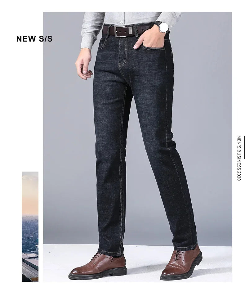 Men Fashion Straight Jeans Mens 2025 New Stretch Slim Fit Pants Comfortable Soft Business Denim Trousers Male Brand Clothing - Buy online at  Vibe In Cart.