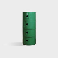 Round Plastic Bedside Table with 4 Drawers for Bedroom