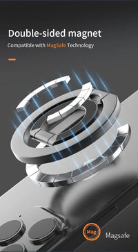 Universal Double Sided Magnetic Phone Ring Holder with Folding Stand