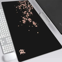 XXL Gray Rubber and Cloth Mouse Pad with Cherry Blossom Design