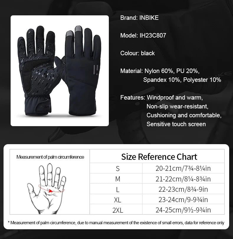 INBIKE Winter Cycling Gloves for Men Women Warm Fleece Biking Glove for Riding Bicycle Gloves Waterproof Touchscreen Accessories - Buy online at  Vibe In Cart.
