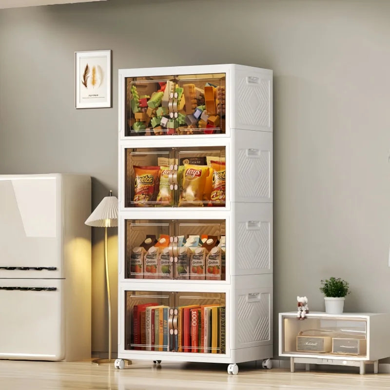 Folding storage cabinet, multi-layer large capacity, simple and modern transparent storage cabinet, clothes and toys storage - Buy online at  Vibe In Cart.