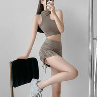 Xpqbb Women Summer Mini Skirts Drawstring Sexy High Waist Wrapped Hip Skirt Female Wild Solid Folds Slim Elastic Shorts Skirts - Buy online at  Vibe In Cart.