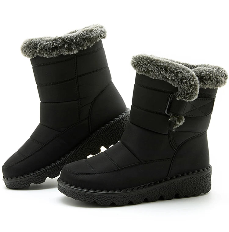 Boots Waterproof Fur Boots For Snow Women's Winter Shoes Low Heels Women Middle Boots Winter Footwear Warm Combat Shoes Woman - Buy online at  Vibe In Cart.